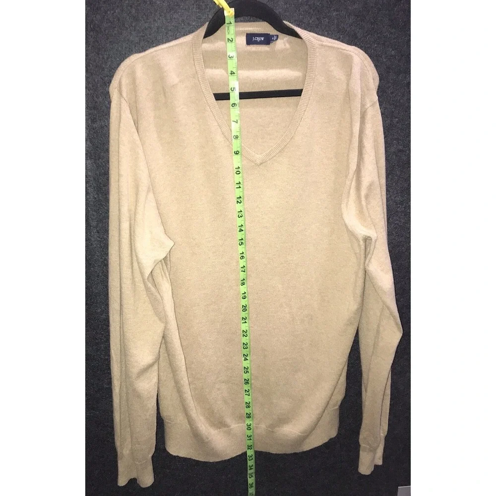 J Crew Factory V Neck Cotton Nylon 5% Merino Wool‎ Blend Sweater Men's XL Camel
